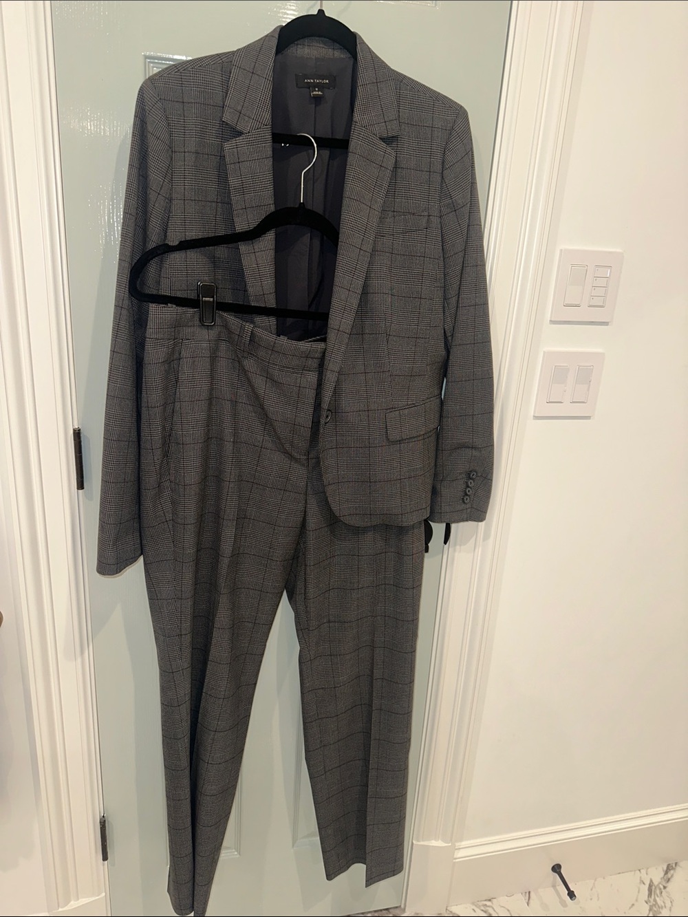 Ann Taylor Gray Windowpane Pantsuit